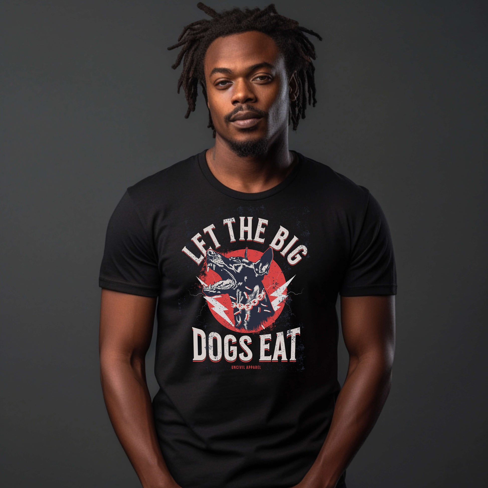 Black Let The Big Dogs Eat Unisex T-Shirt