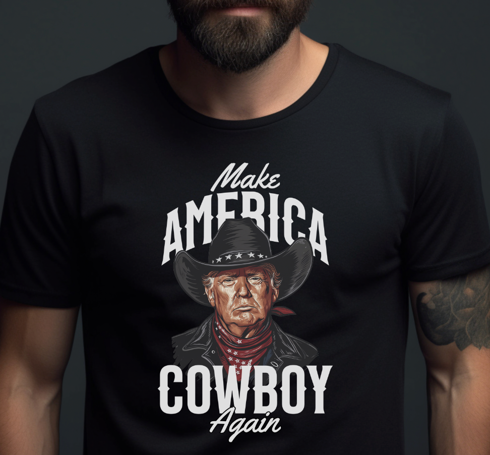 Black Make America Cowboy Again Limited Time Design Trump T-Shirt