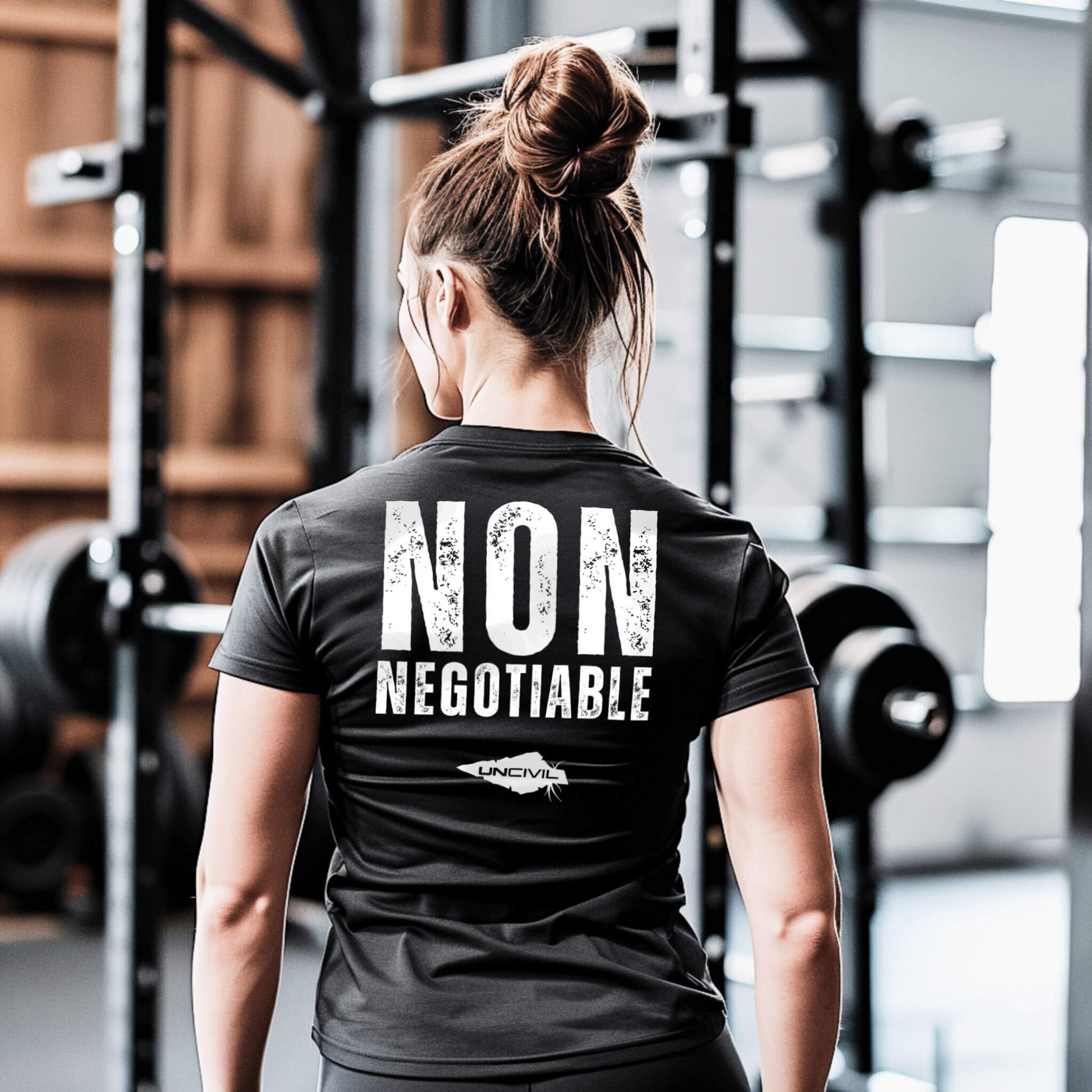 Non-Negotiable Black unisex motivational gym UNCIVIL T-shirt