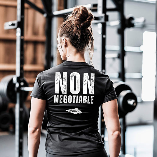 Non-Negotiable Black unisex motivational gym UNCIVIL T-shirt