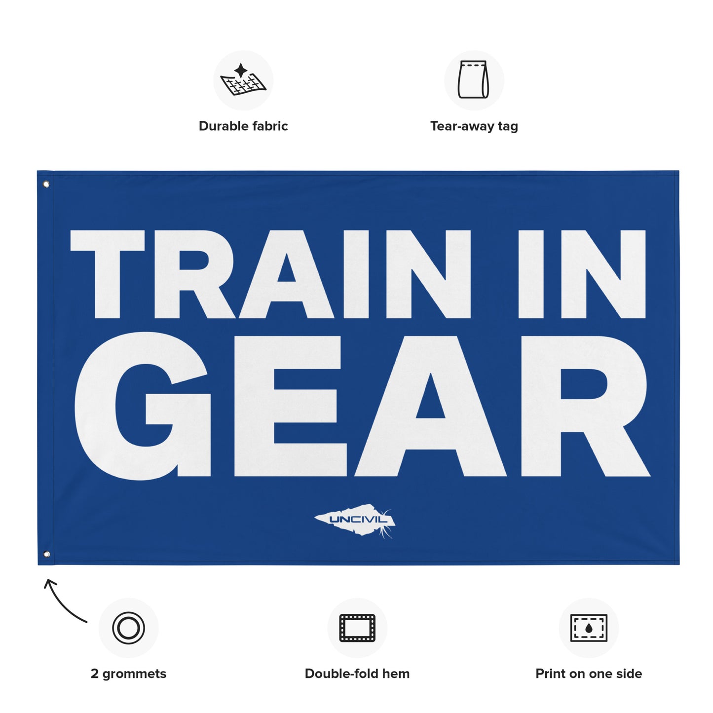 Train in Gear Flag - Blue and White First Responder Uncivil Flag