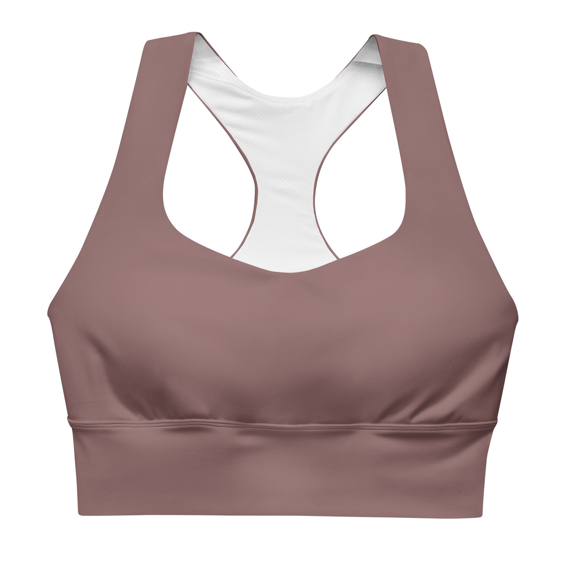 Muave Longline Camo UNCIVIL women's high impact Sports Bra with White spear.