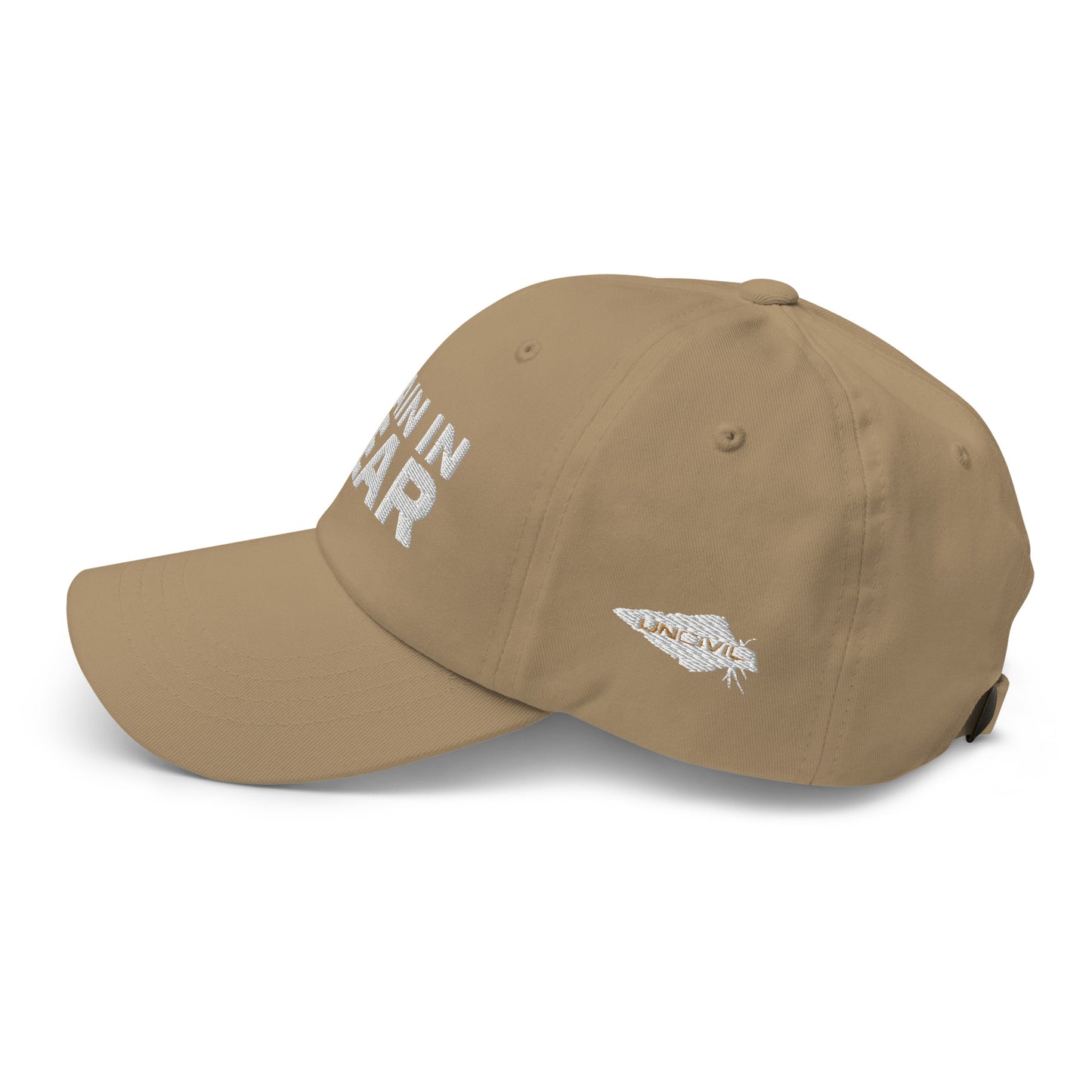 Train in Gear Firefighter hat. Khaki baseball hat.