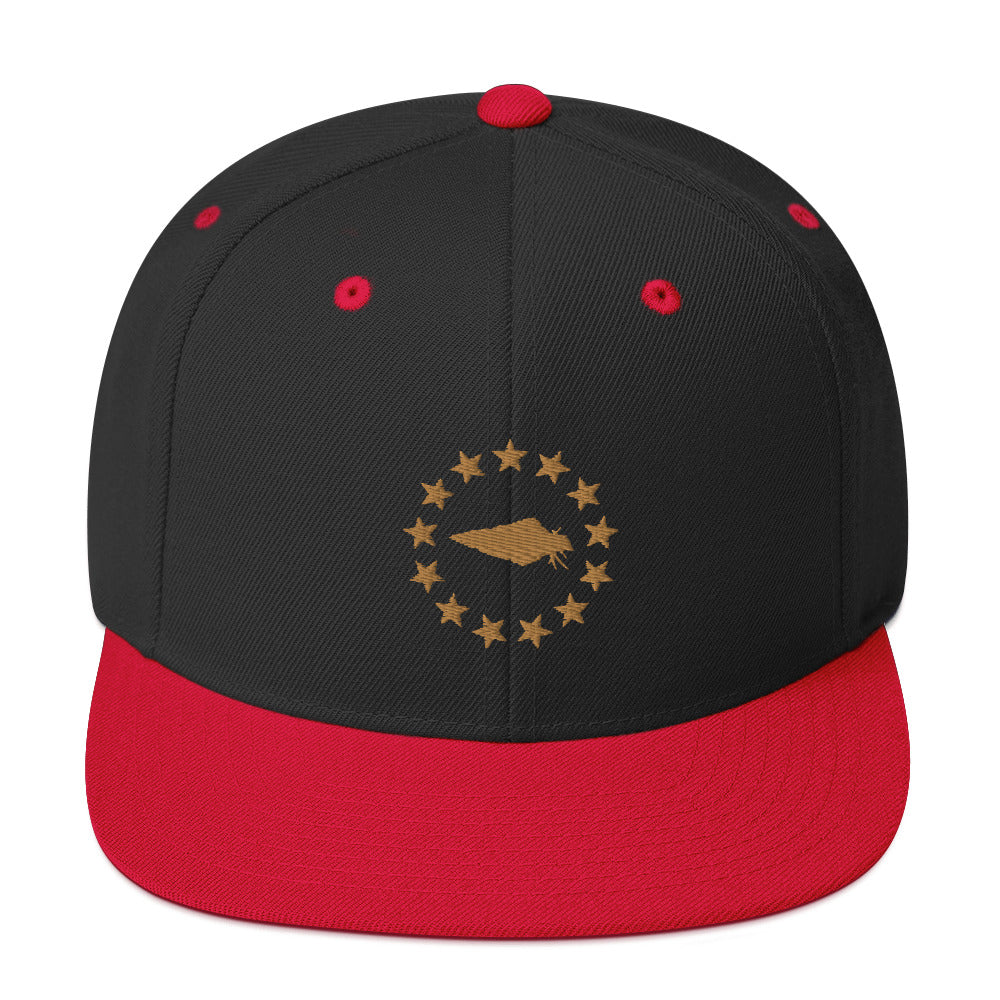 Embrace your patriotic side with our Black and Red Betsy Ross UNCIVIL Snapback hat. Featuring the iconic 13 stars design, this hat is perfect for anyone who loves America and its rich history.