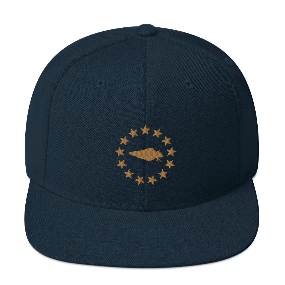 Embrace your patriotic side with our navy and gold Betsy Ross UNCIVIL Snapback hat. Featuring the iconic 13 stars design, this hat is perfect for anyone who loves America and its rich history.