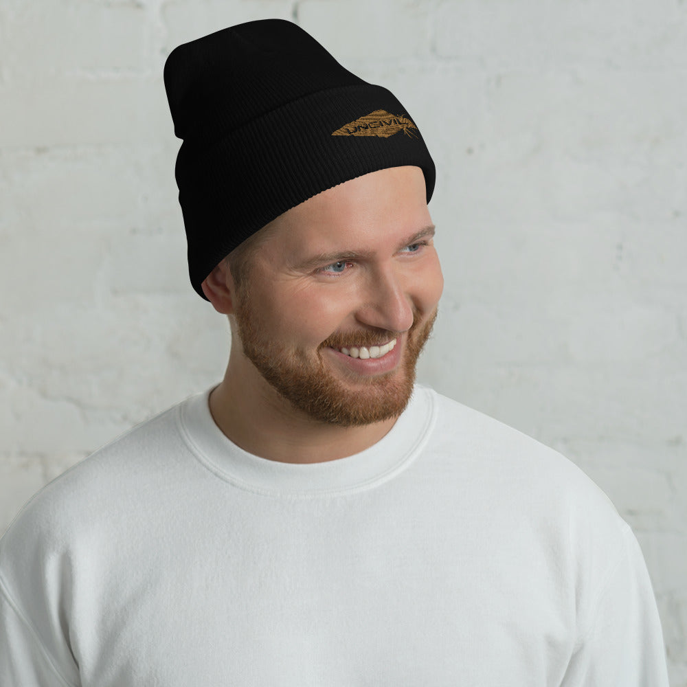 Our UNCIVIL Gold cuffed beanie is a snug, form-fitting beanie for men or women. Offered in Black with our Gold UNCIVIL Spear.