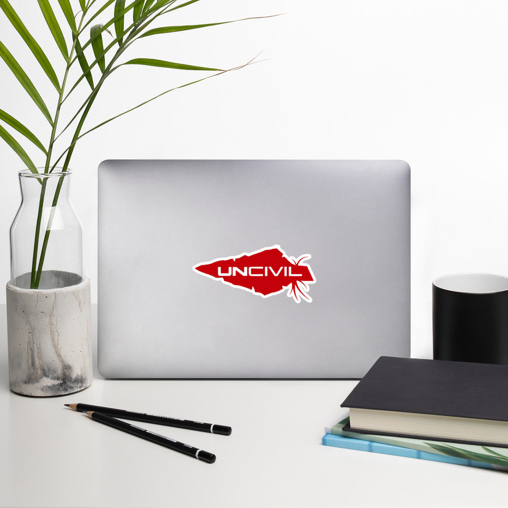 UNCIVIL 5.5 x 5.5 inch Red Bubble-free stickers.