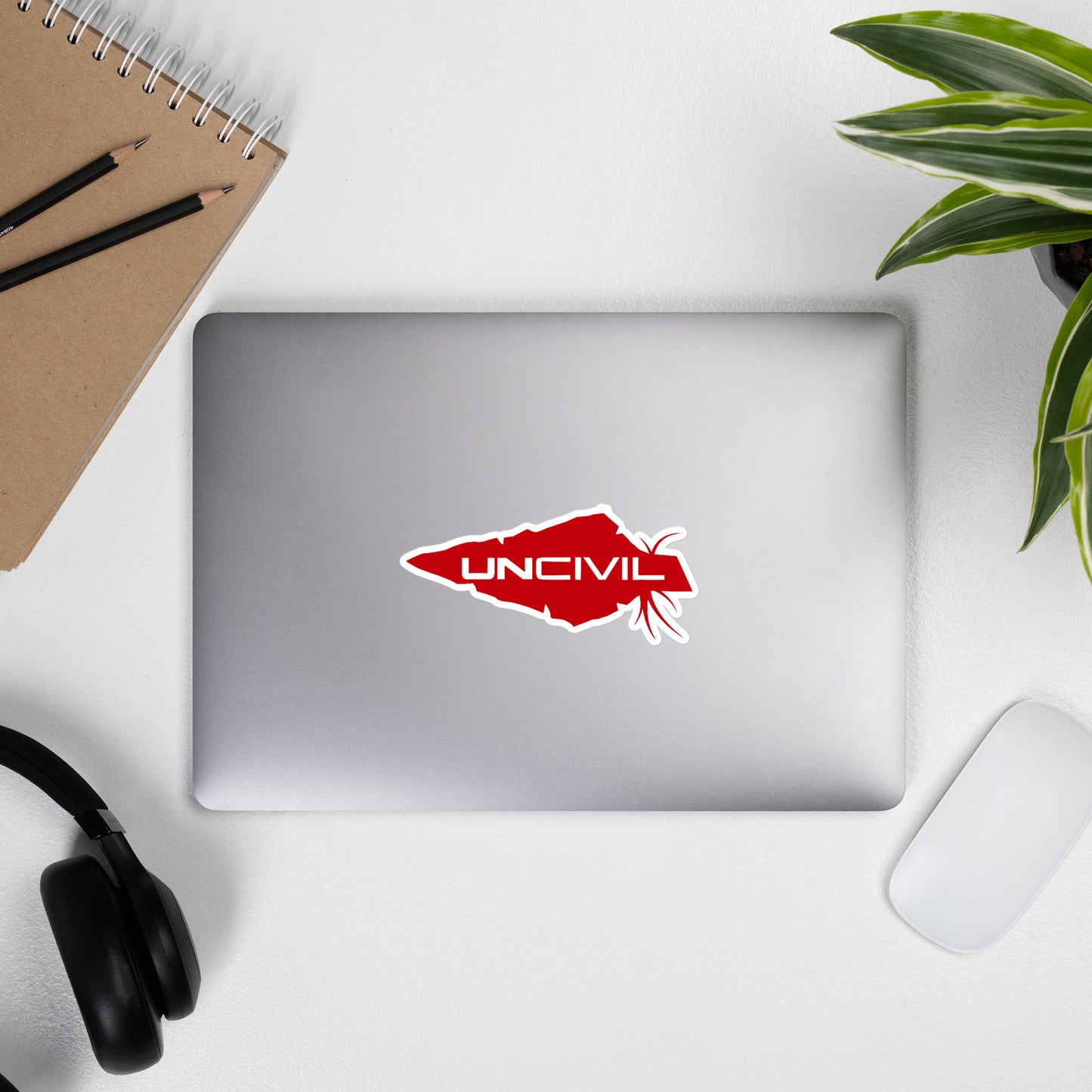 UNCIVIL 5.5 x 5.5 inch Red Bubble-free stickers.