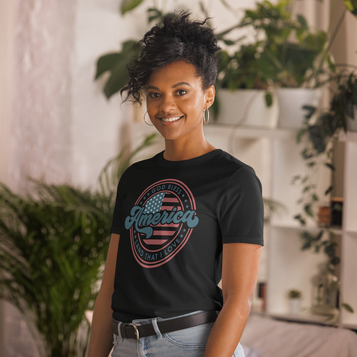 Black Land That I Love Vintage Patriotic Graphic T-Shirt
