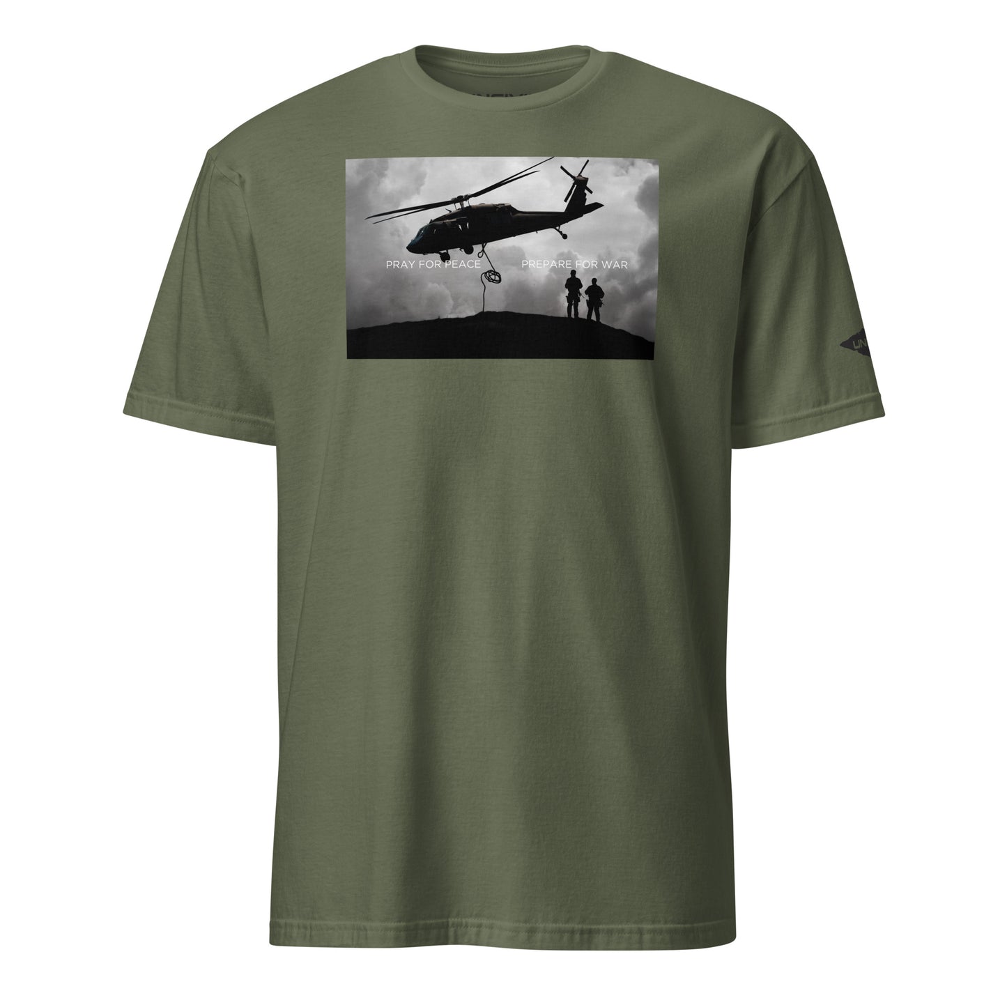 Military Green Pray for Peace, Prepare for War helicopter military Unisex UNCIVIL T-Shirt