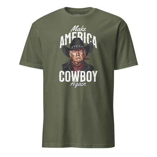 Military Green Make America Cowboy Again Limited Time Design Trump T-Shirt