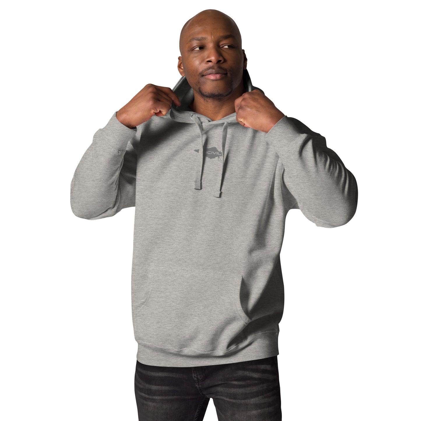 Carbon Grey Hoodie, Uncivil spear in grey and carbon grey