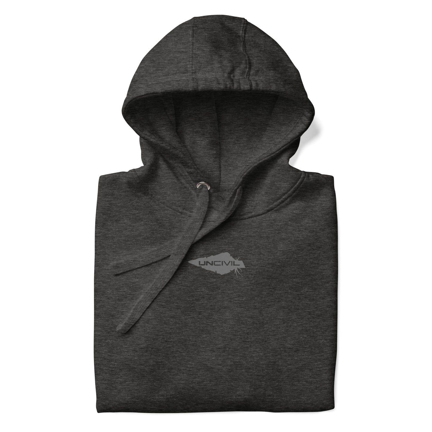Charcoal Grey Hoodie, Uncivil spear in grey and charcoal grey