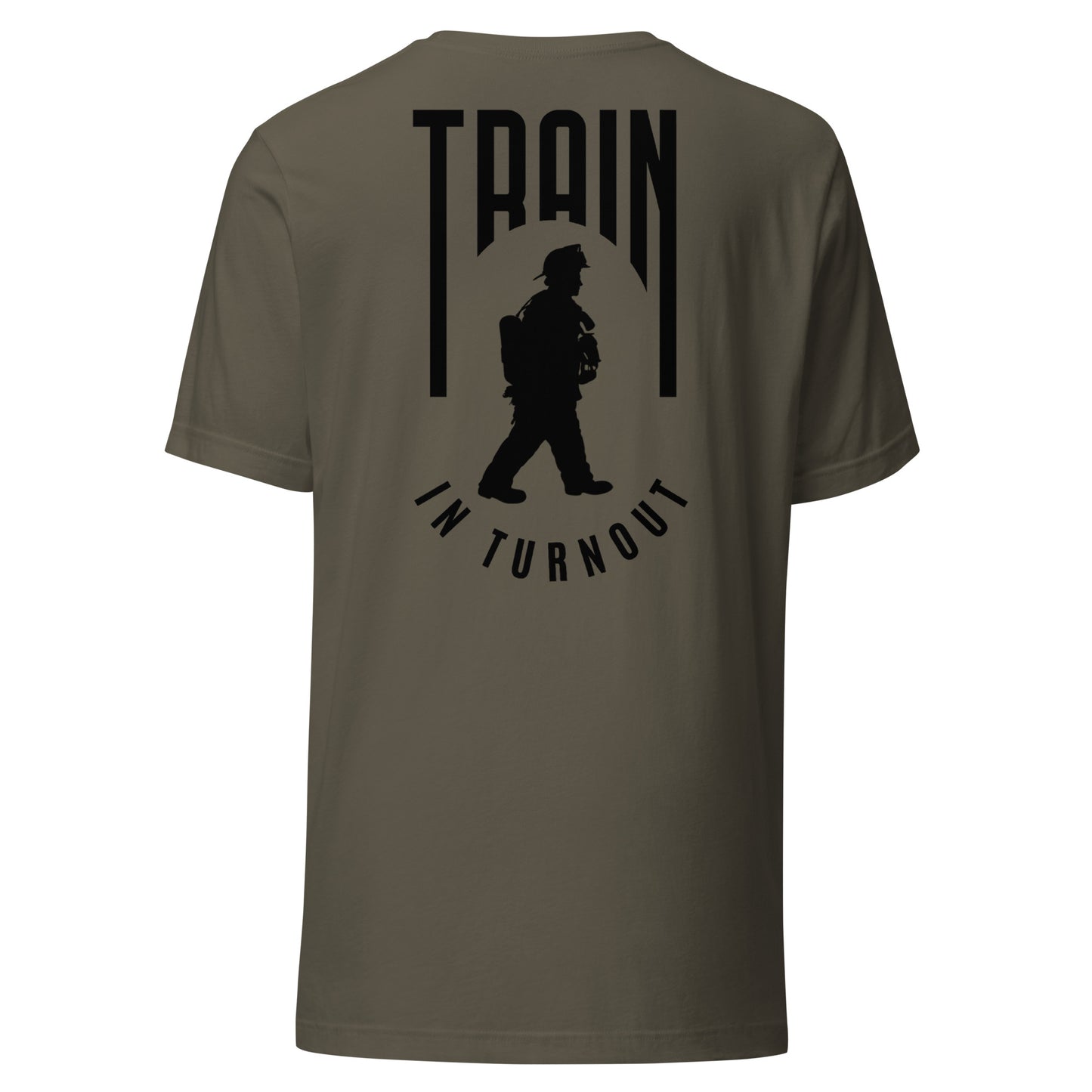 Train in Turnout Graphic Firefighter shirt, Army Green.