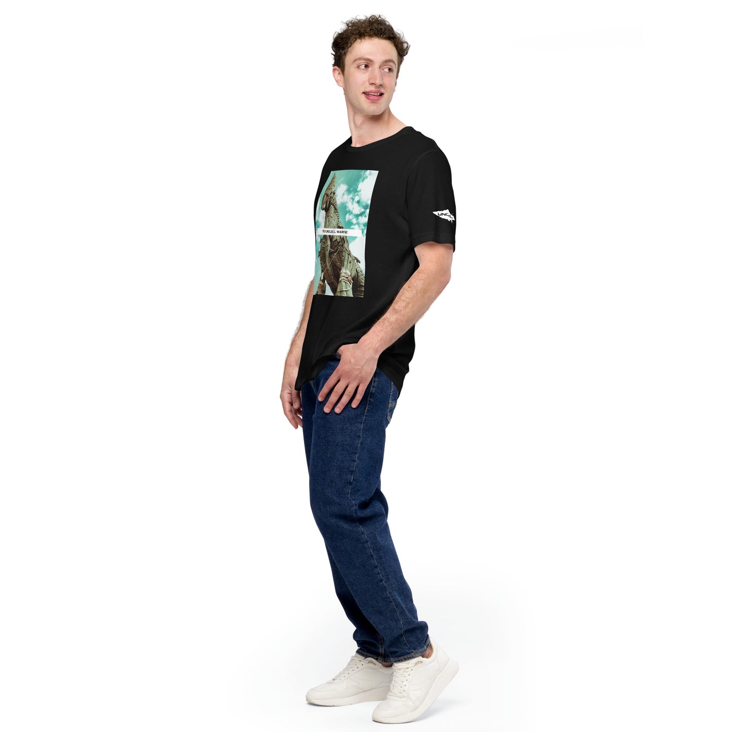 Our Psy Ops shirt features the Trojan Horse, a legendary story from Greek mythology. Black men's graphic tee.