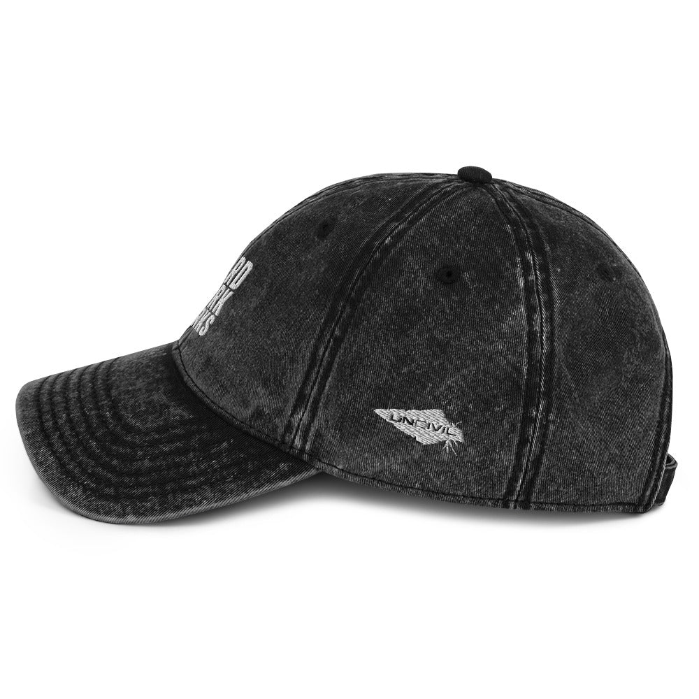 Hard Work Works Vintage Black Hat with our UNCIVIL Spear