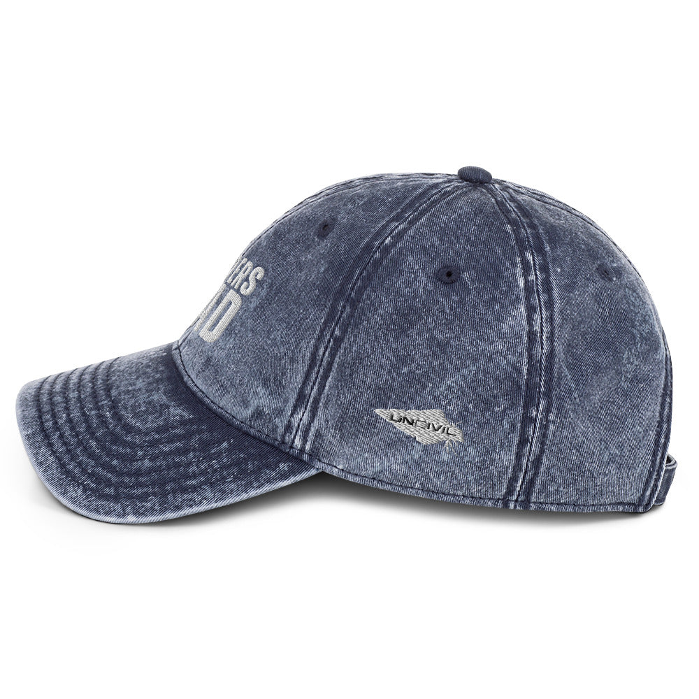 Leaders Lead Embroidered Blue Vintage Hat with our UNCIVIL Spear.