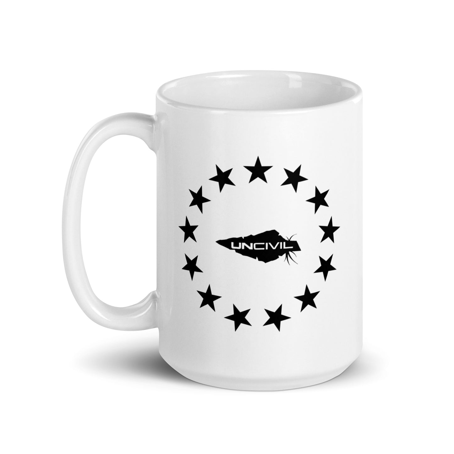 Sip your morning coffee with a touch of American history with our Betsy Ross UNCIVIL mug. Featuring the iconic 13 stars design, this mug is perfect for anyone who wants to showcase their love for the country and its rich heritage.
