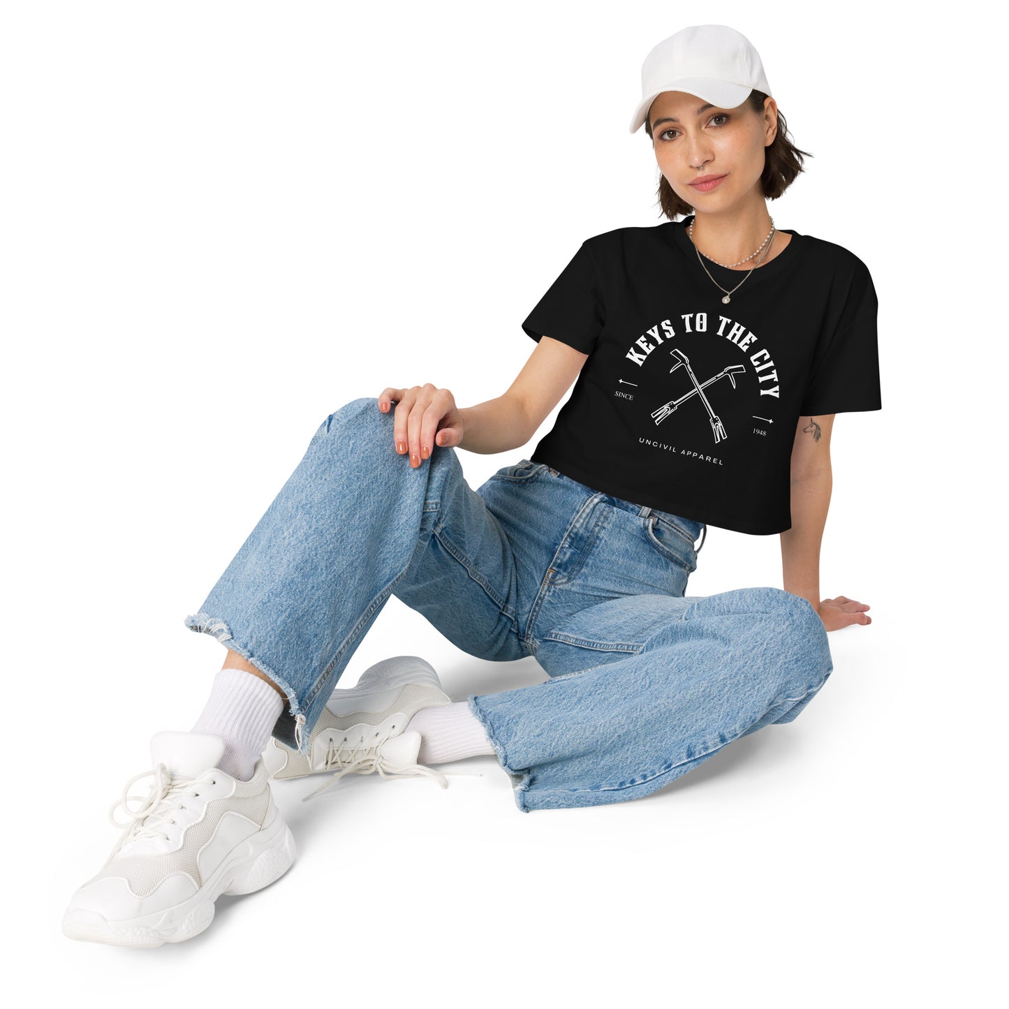 Keys to the City Halligan women's crop top, black firefighter crop top