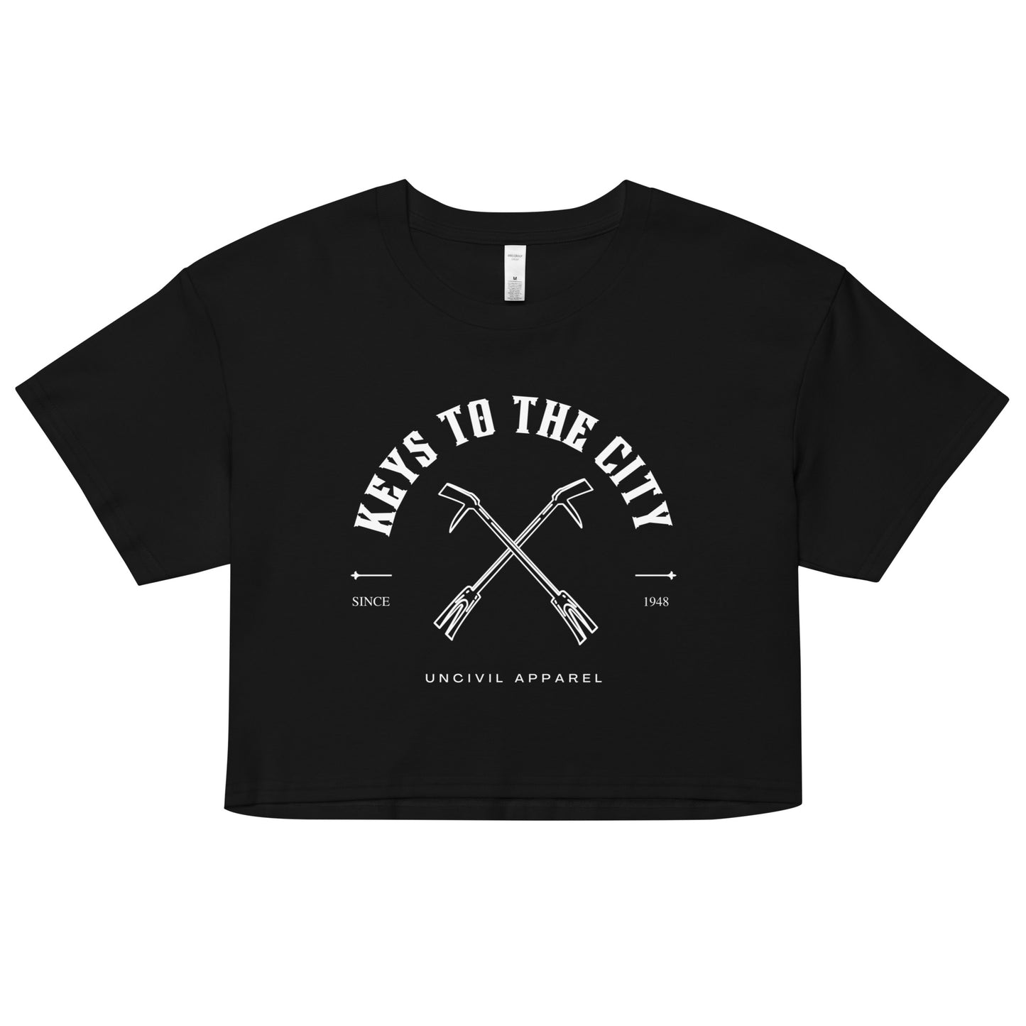 Keys to the City Halligan women's crop top, black firefighter crop top
