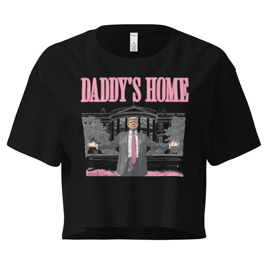 Black and Bubble Gum pink Daddy's Home Trump Women’s Crop Top