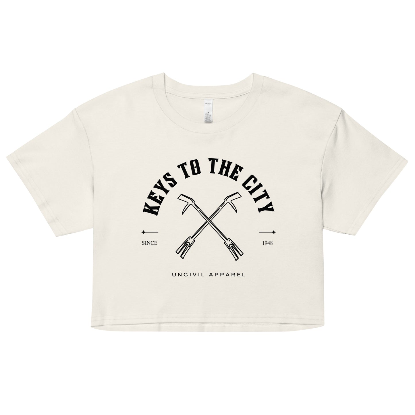 Keys to the City Halligan women's crop top, cream firefighter crop top