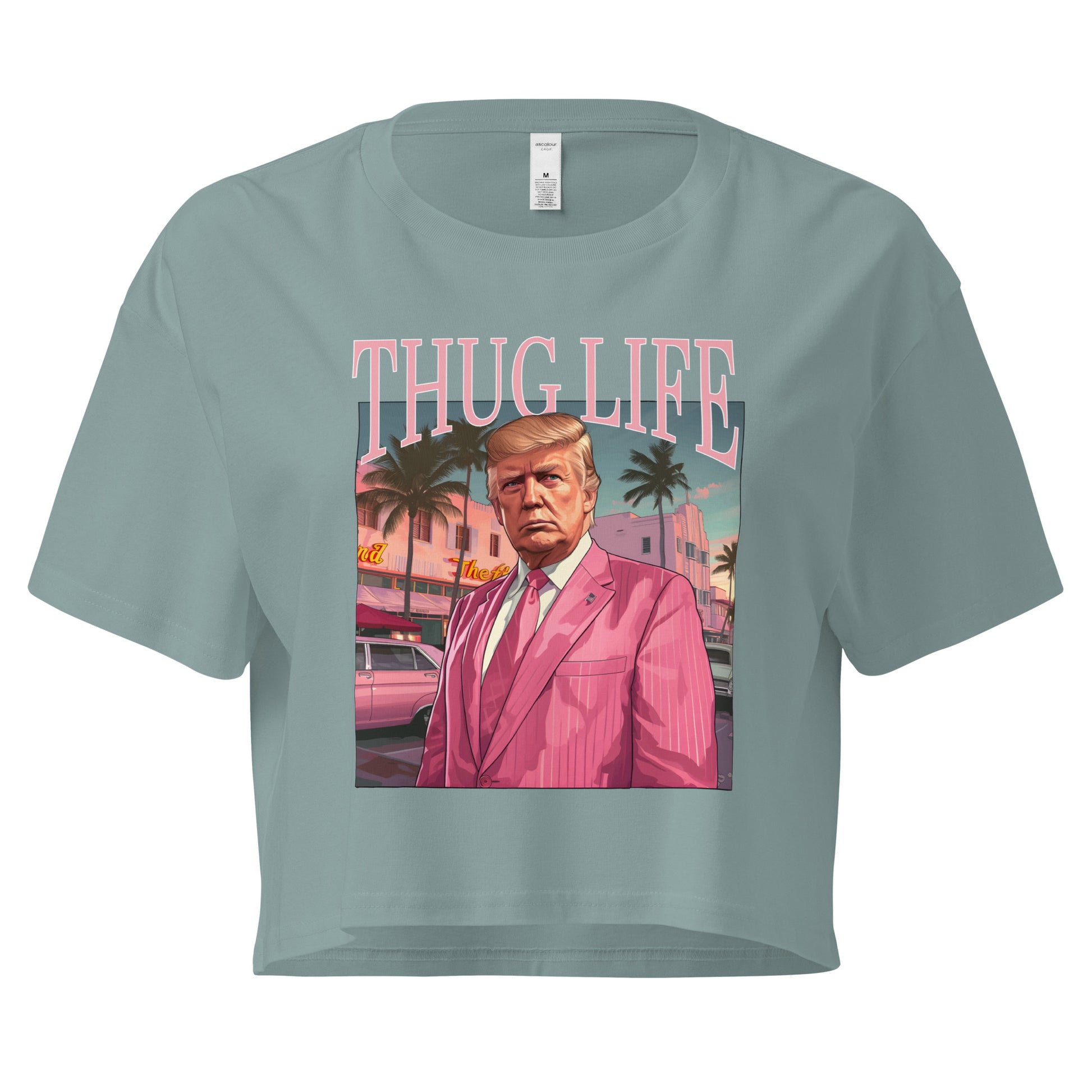 Blue Thug Life Trump Women’s Crop Top Miami Vice Style