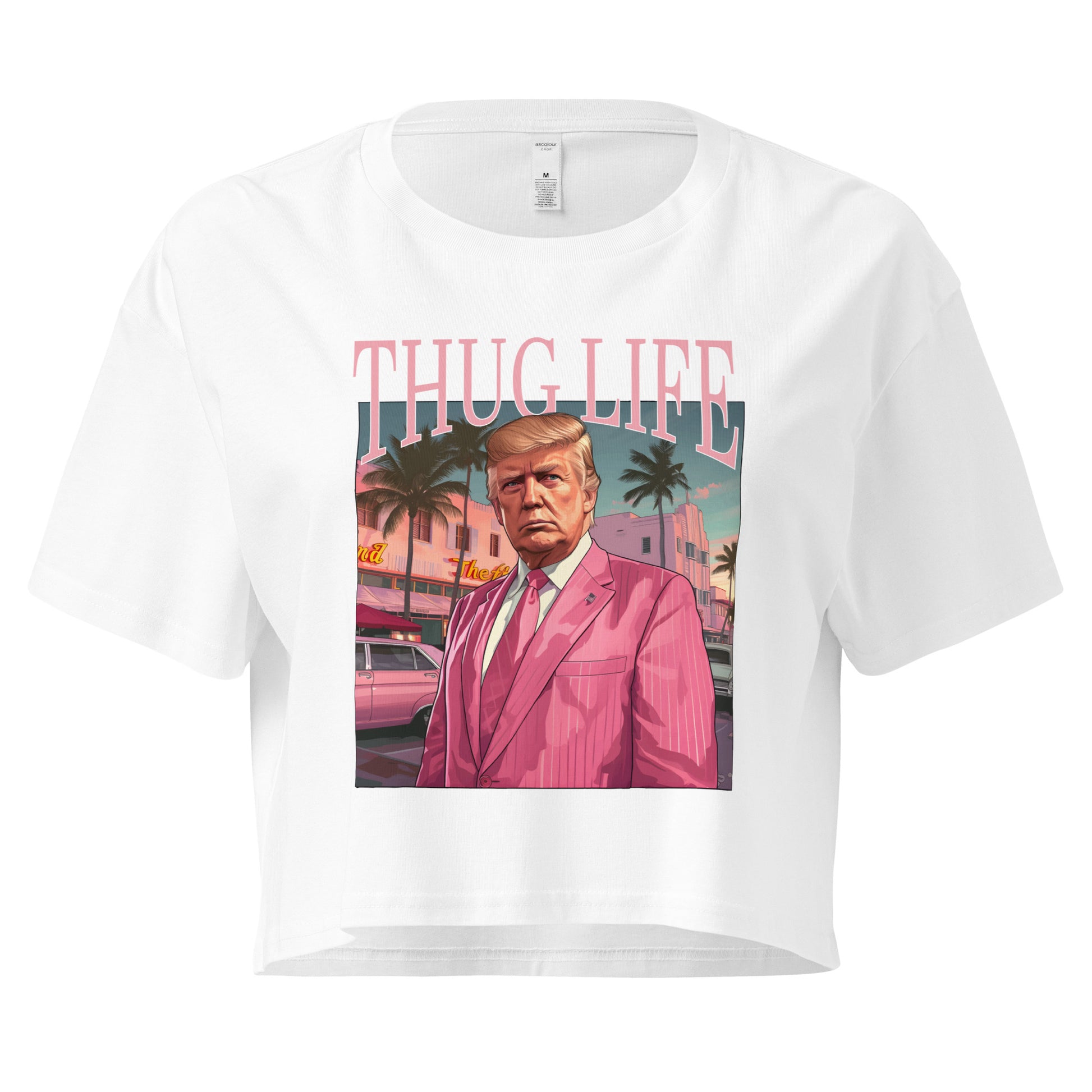White Thug Life Trump Women’s Crop Top Miami Vice Style