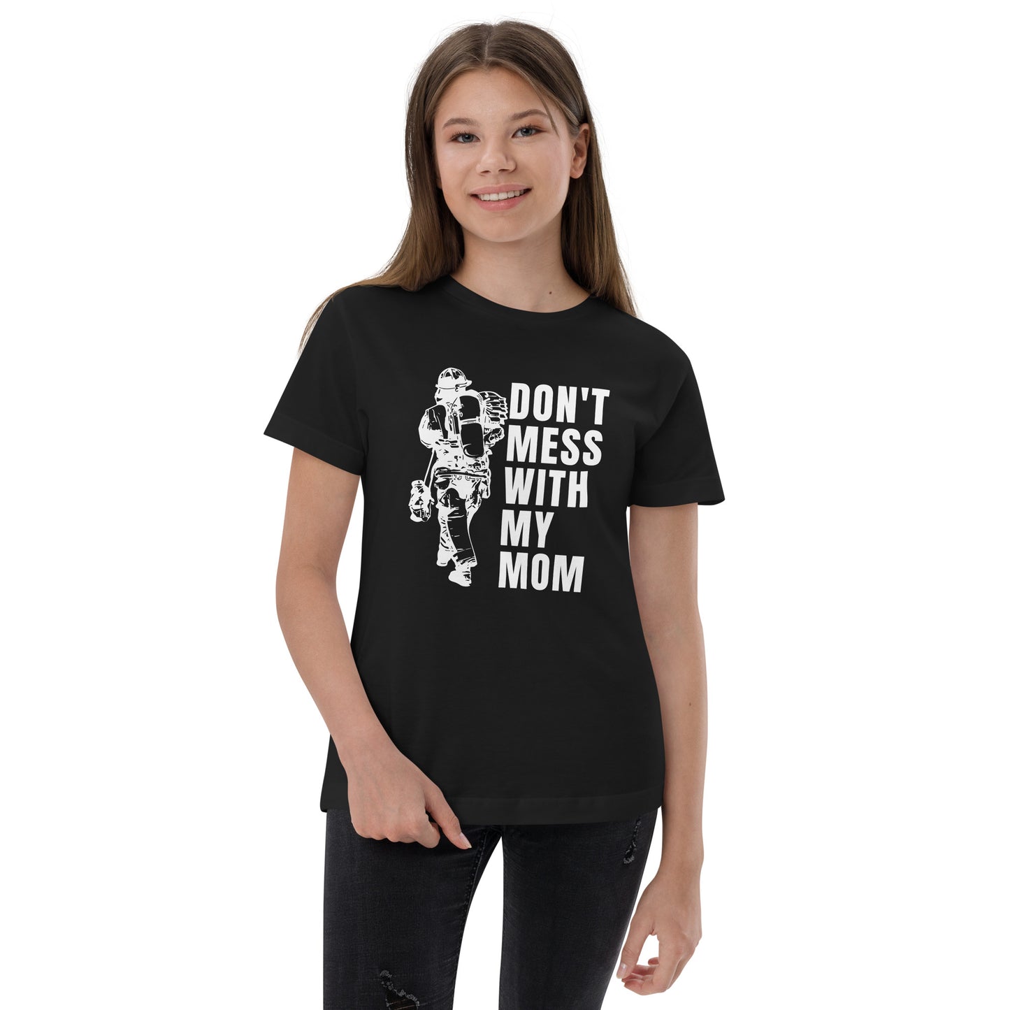 Show your love and support for your firefighter mom with our Don't Mess with my Mom UNCIVIL Tee. This tee features a striking graphic of a firefighter mom.
