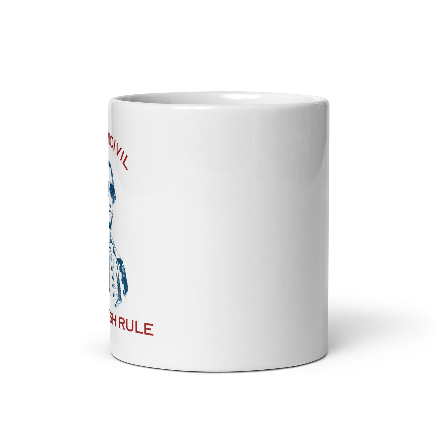 White 11 oz coffee mug. Say hello to our George Washington Too UNCIVIL For British Rule Mugs! Perfect for patriots who like their coffee with a side of rebellion, these mugs are guaranteed to add a touch of unapologetic attitude to your morning routine.
