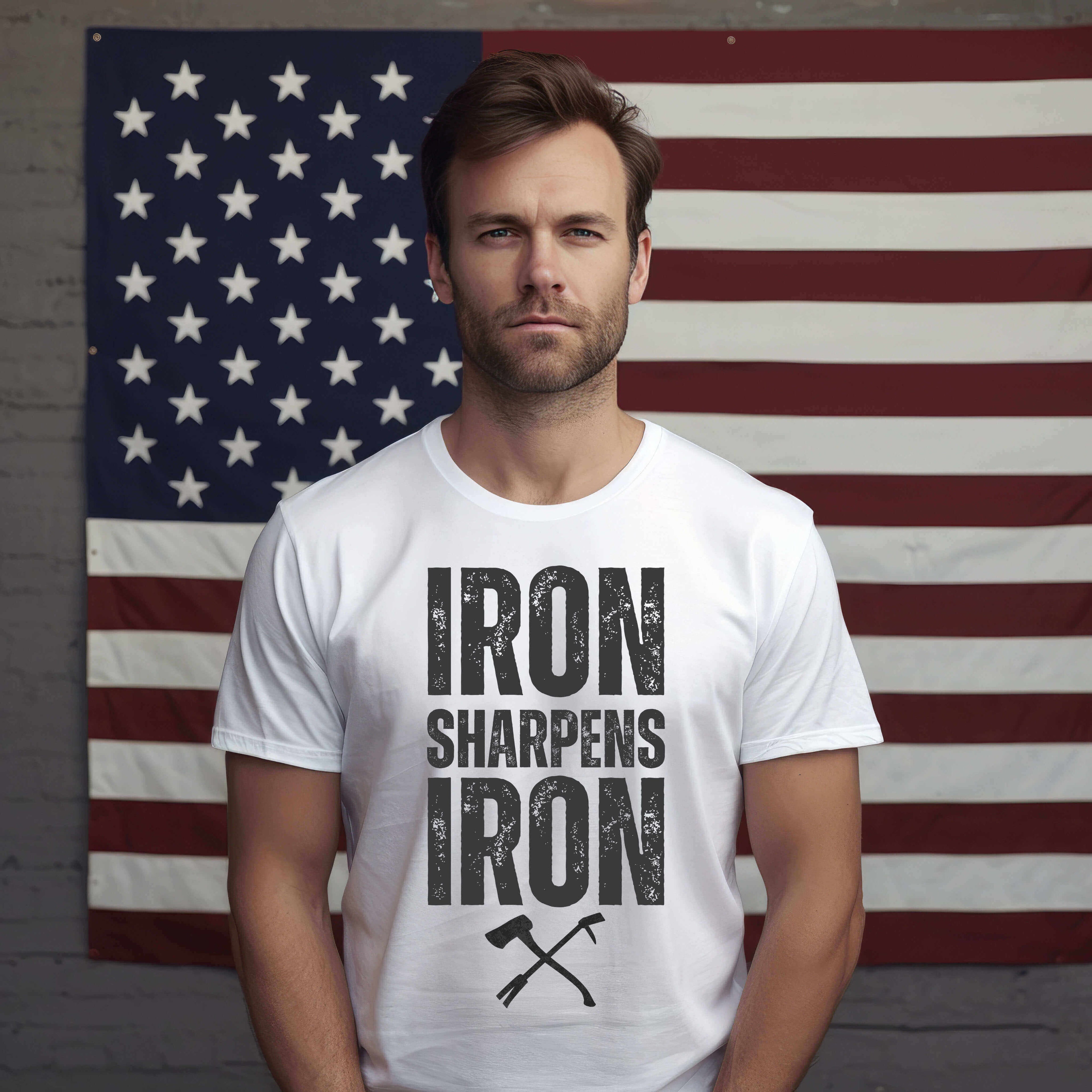 Iron Sharpens Iron Proverbs 27:17 white unisex t-shirt