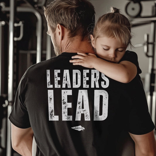 Leaders Lead black t-shirt - men's motivational shirts