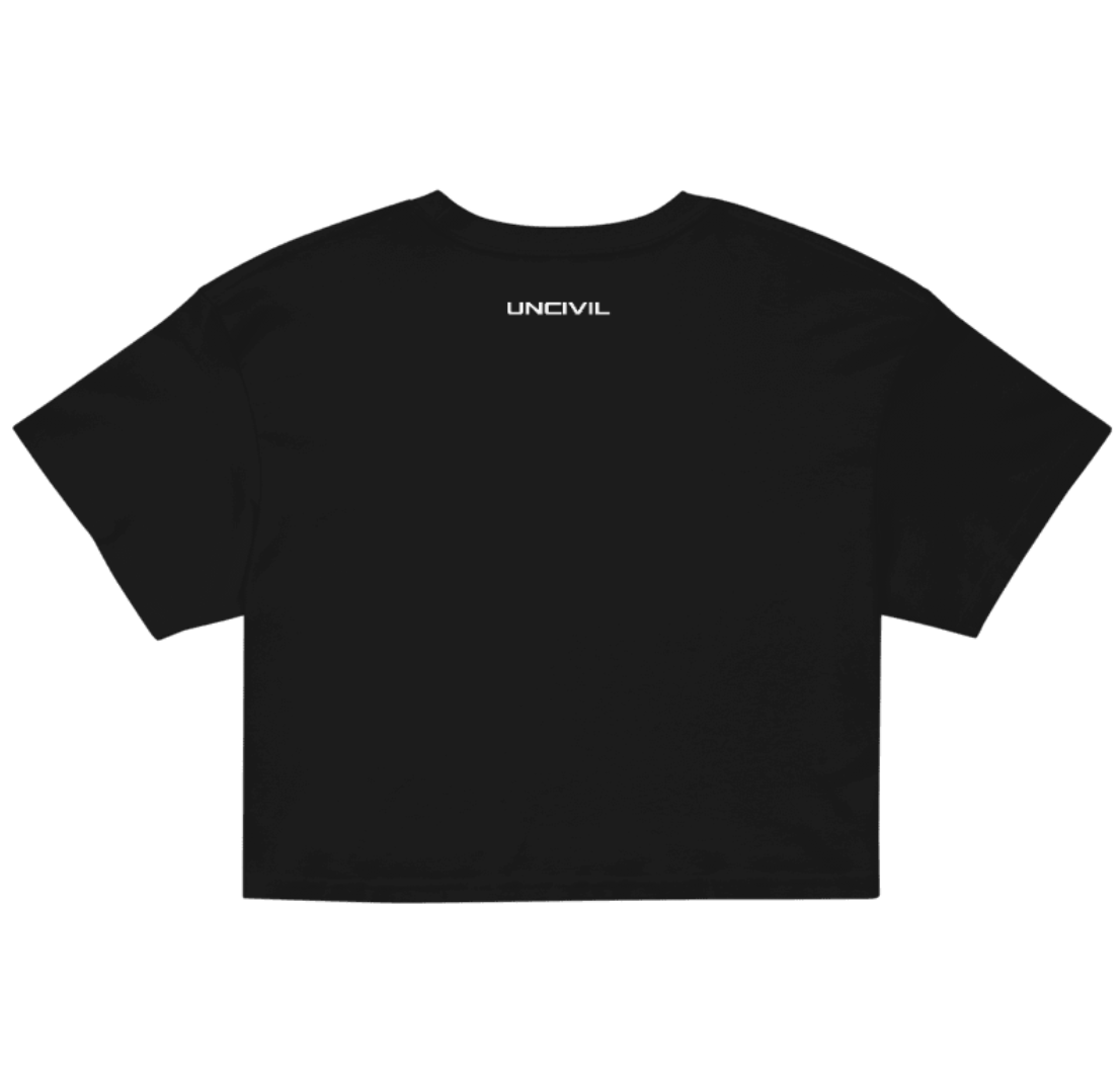 'We Stand United' Trump Women’s crop top, black.