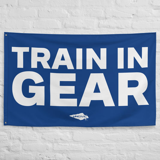 Train in Gear Flag - Blue and White First Responder Uncivil Flag