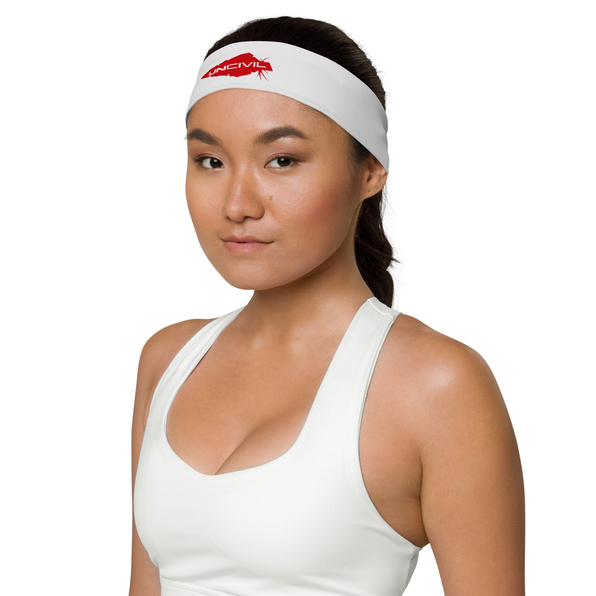 UNCIVIL Grey and Red Headband for men and women. Workout headband.