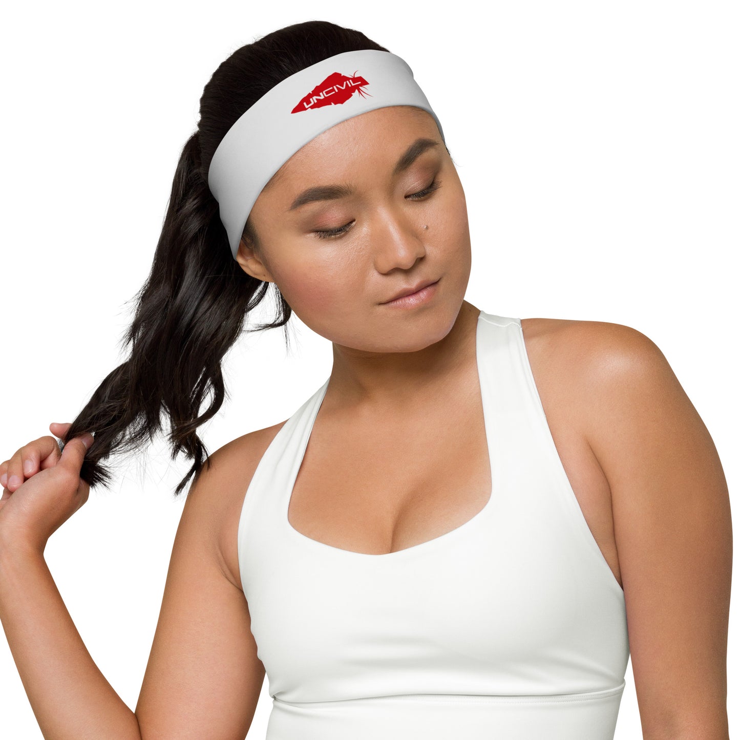 UNCIVIL Grey and Red Headband for men and women. Workout headband.