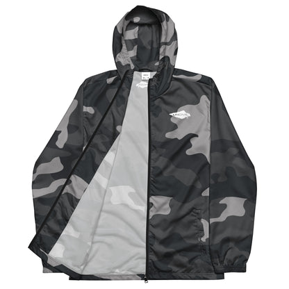 Men’s Grey Camo UNCIVIL breathable windbreaker with hoodie