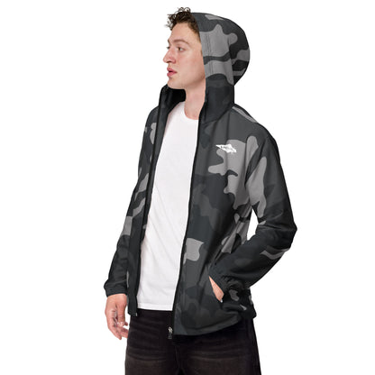 Men’s Grey Camo UNCIVIL breathable windbreaker with hoodie