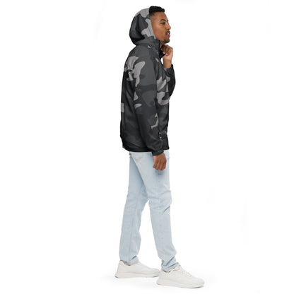 Men’s Grey Camo UNCIVIL breathable windbreaker with hoodie