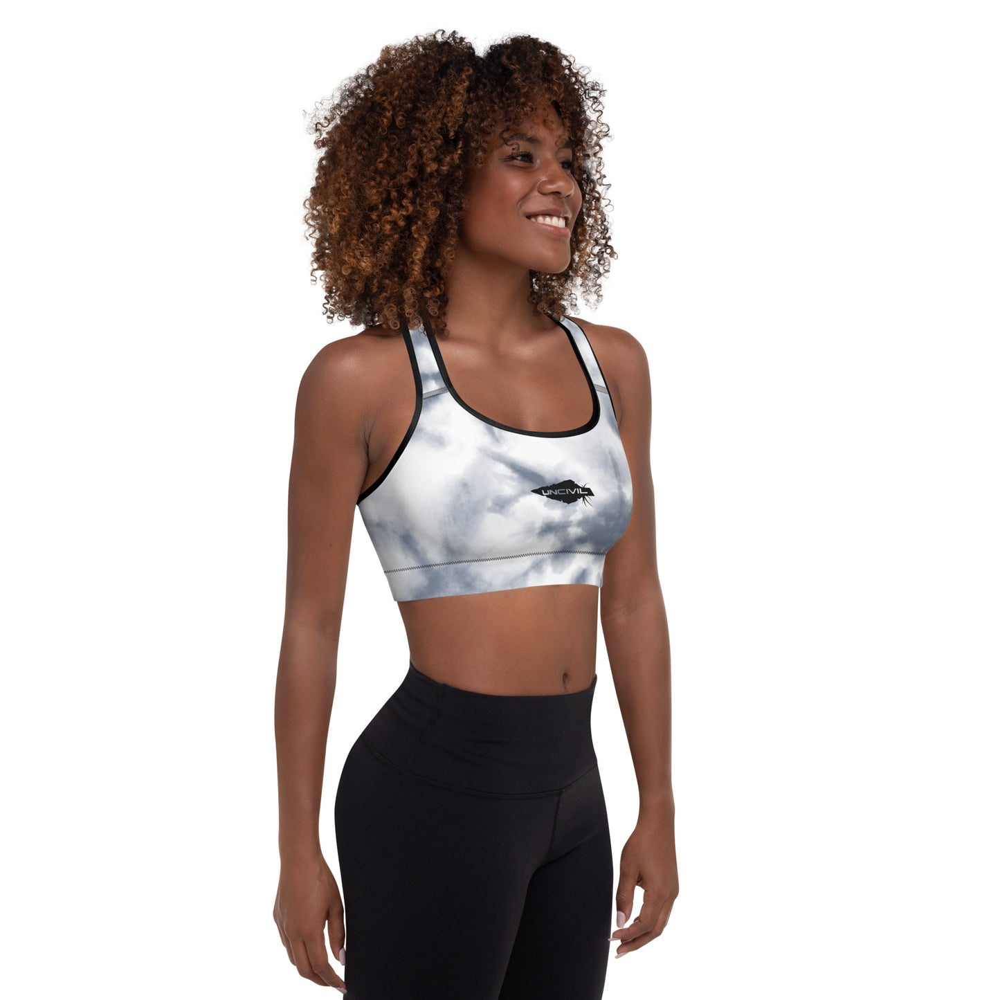 Storm Tie-Dye UNCIVIL woman's high intensity Sports Bra.