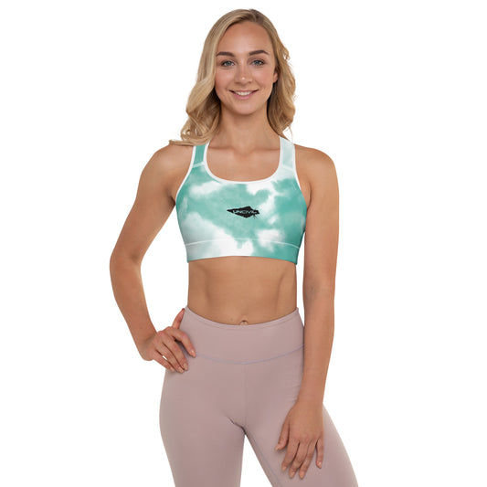 Sky teal Tie-Dye Sports Bra for women, high support.