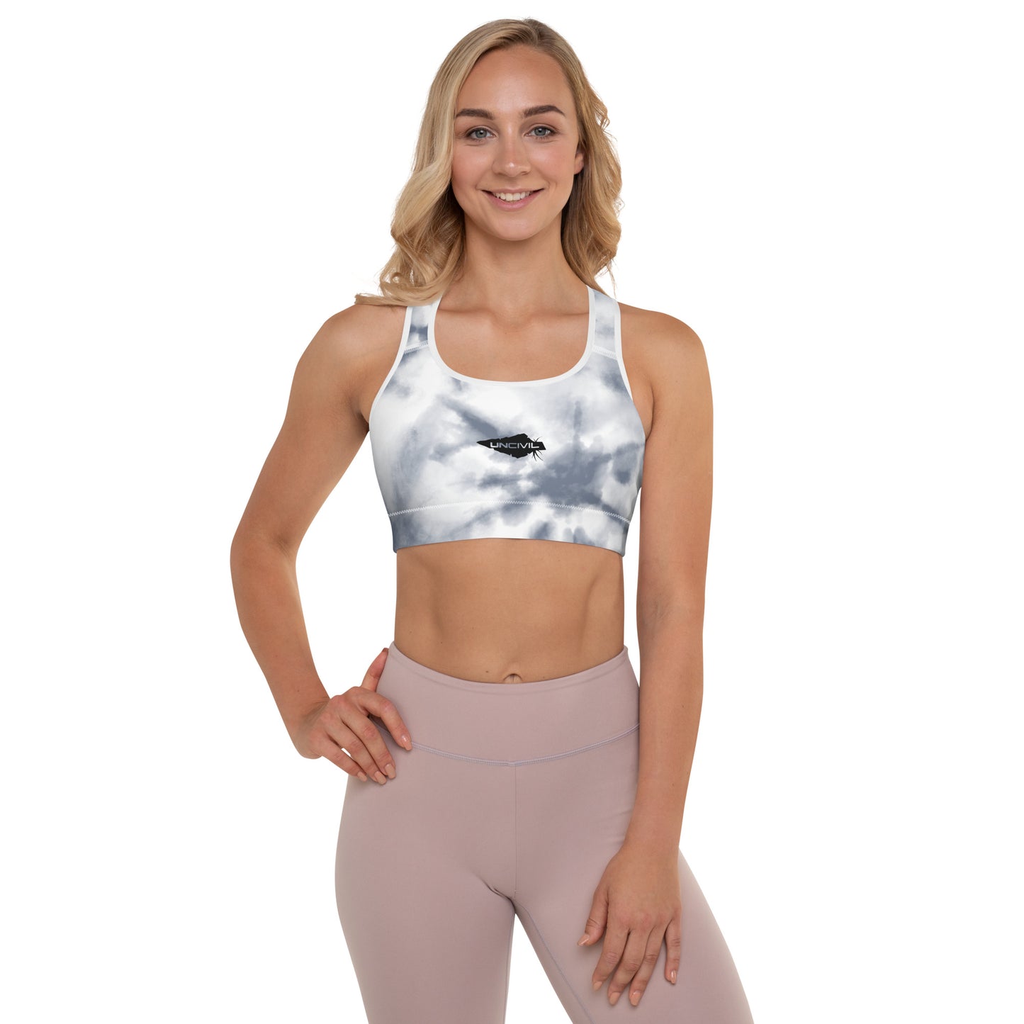 Storm Tie-Dye UNCIVIL woman's high intensity Sports Bra.