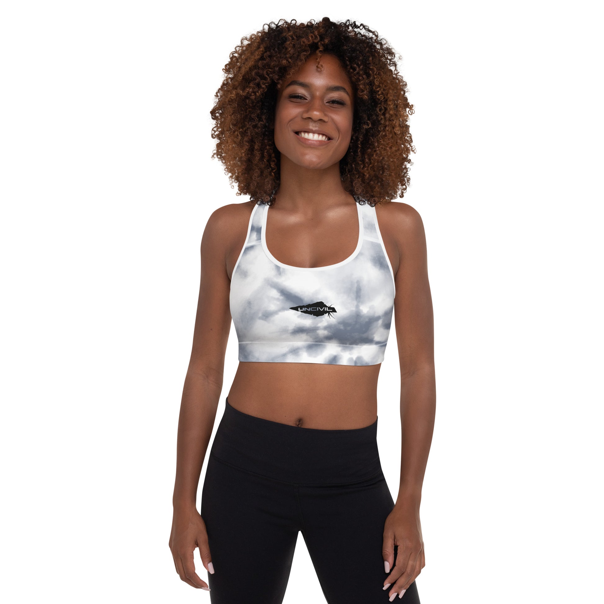 Storm Tie-Dye UNCIVIL woman's high intensity Sports Bra.