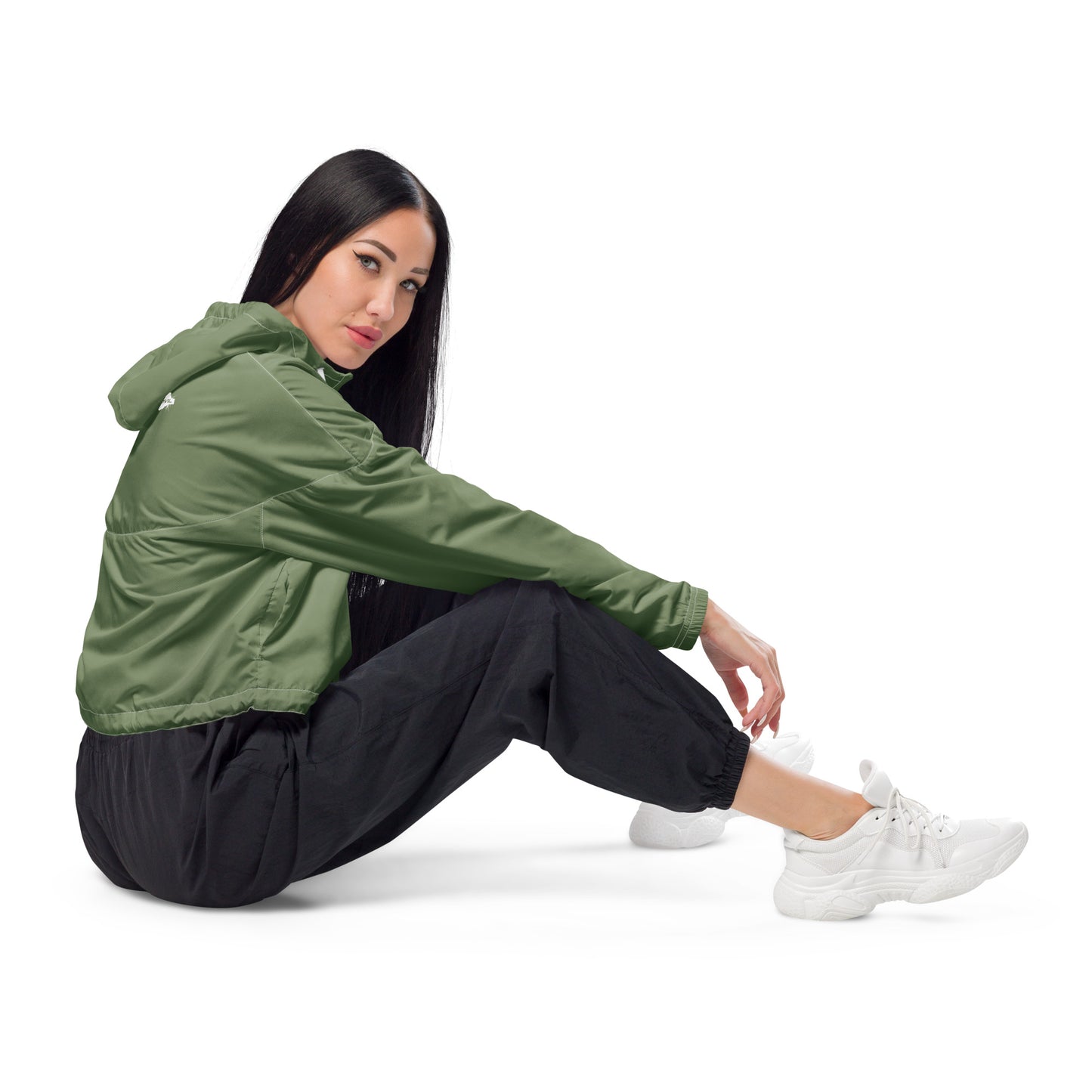 Army Green UNCIVIL cropped windbreaker is lightweight, waterproof, and suitable for every kind of adventure. Features include side-slit pockets, breathable mesh lining, and adjustable drawcords on the hood and waist.