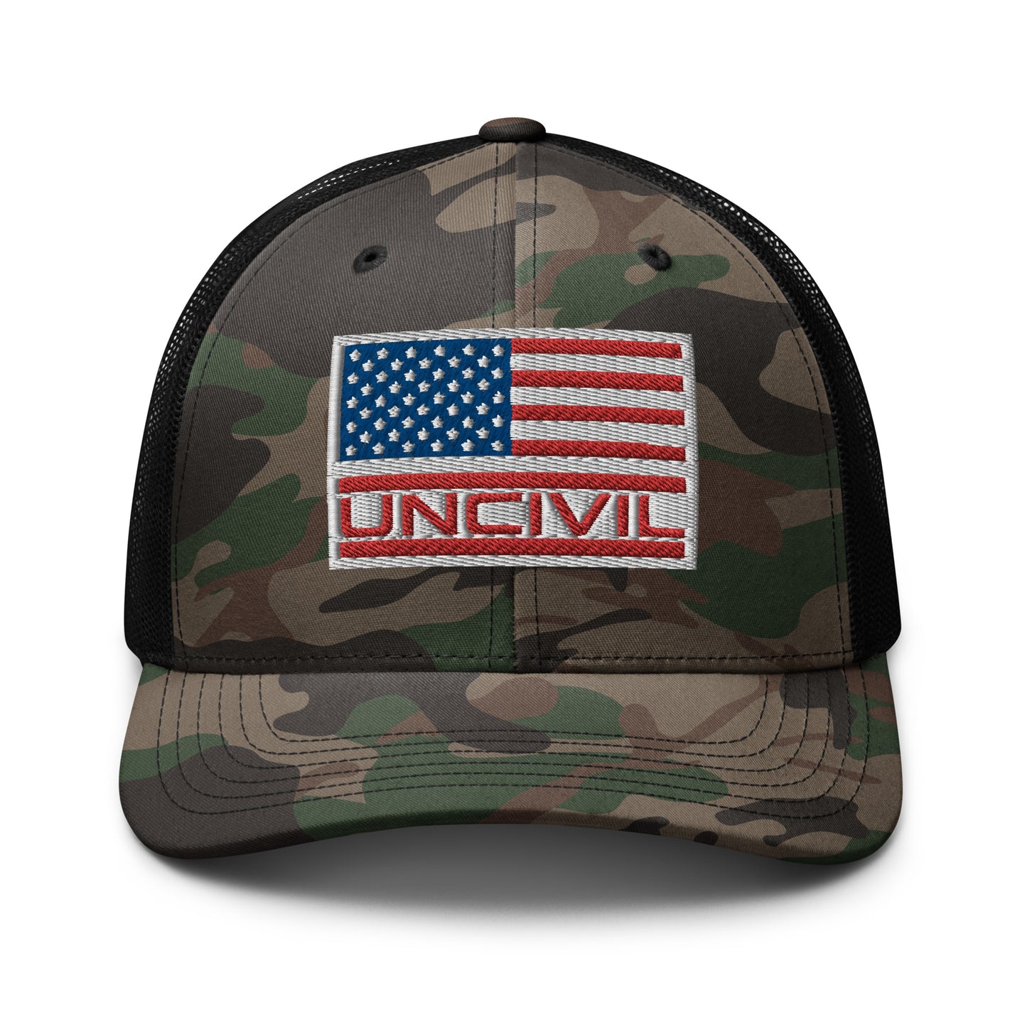 Camo American Flag Mesh Trucker Hat