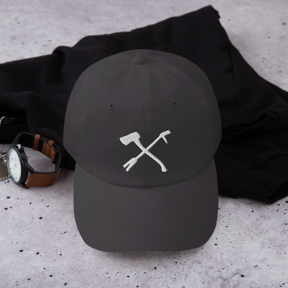 Set of Irons Hat, flat head axe with a halligan in Dark Grey