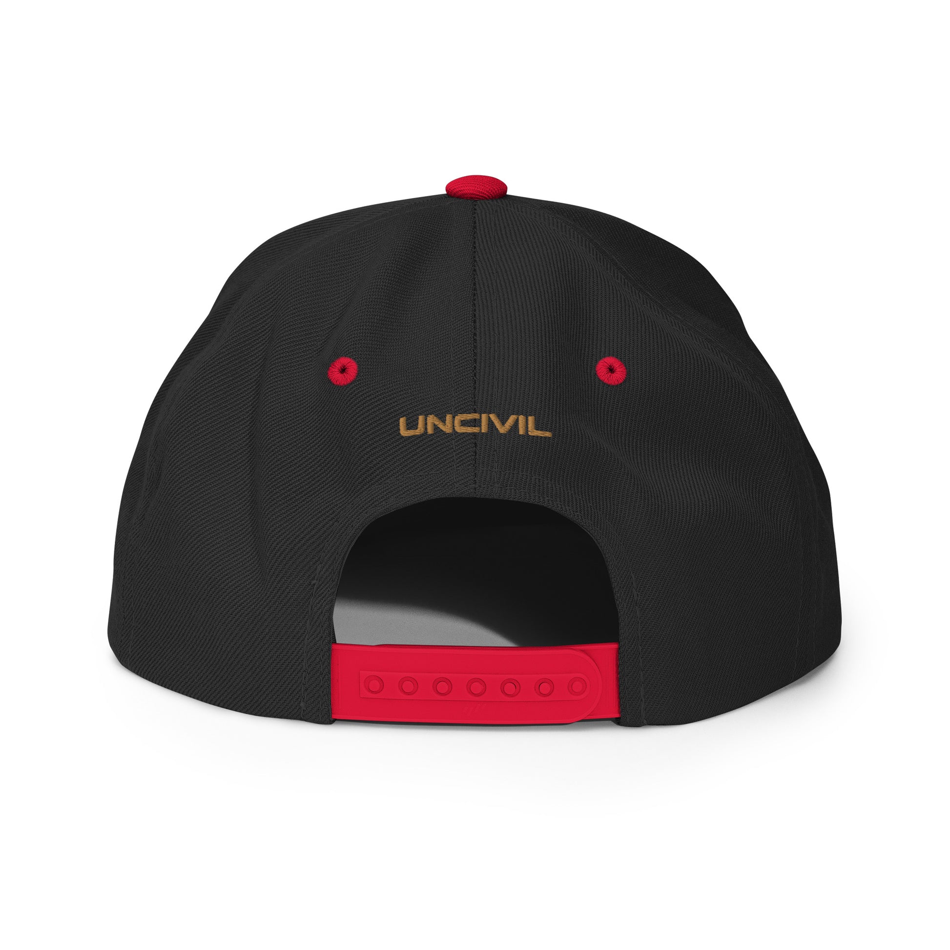 Embrace your patriotic side with our Black and Red Betsy Ross UNCIVIL Snapback hat. Featuring the iconic 13 stars design, this hat is perfect for anyone who loves America and its rich history. 