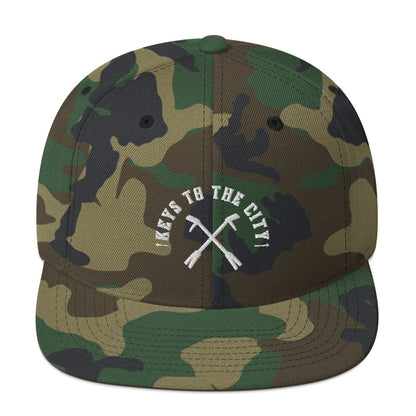 Camo Keys to the City, Halligan Bar classic snapback hat for firefighters