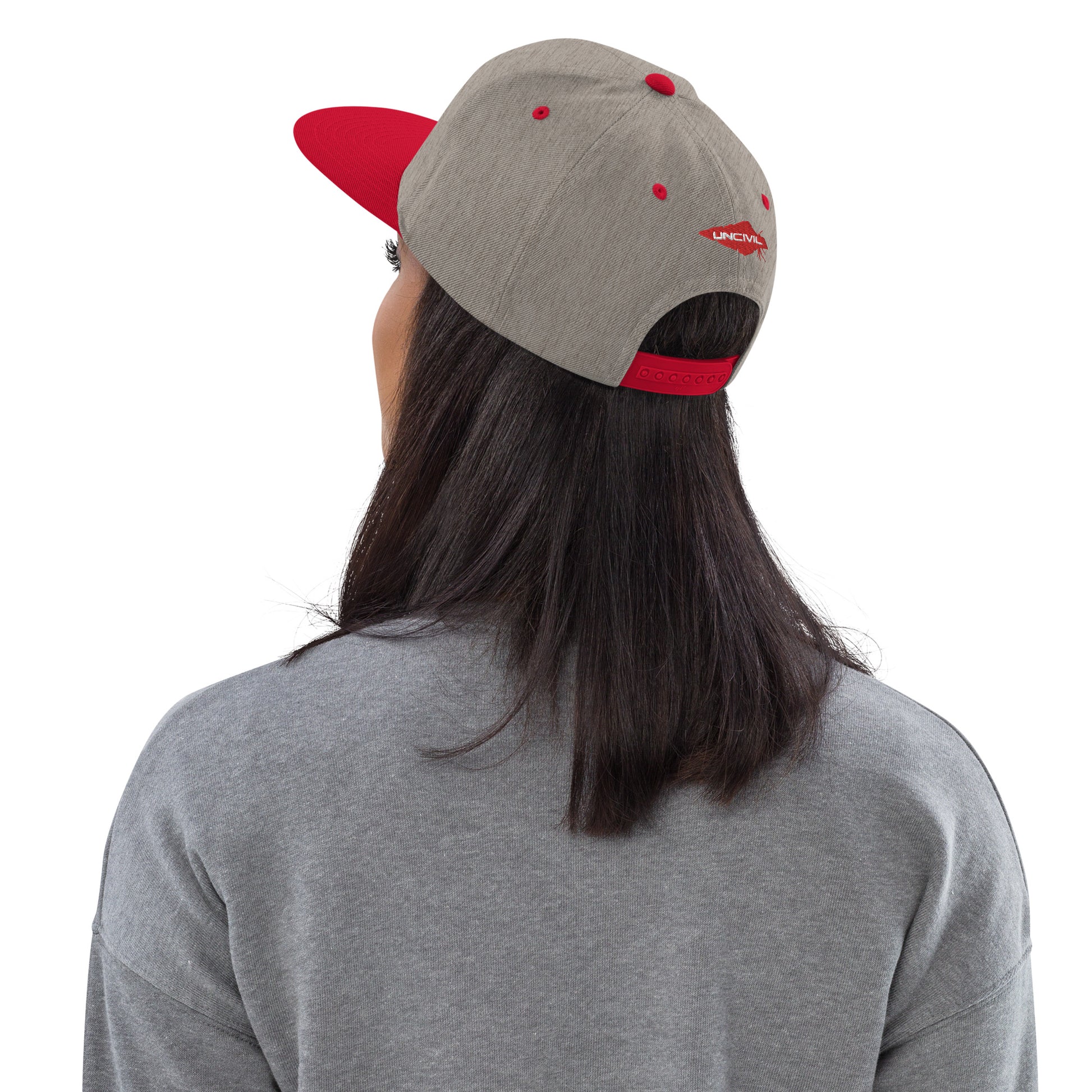 Heather Grey and Red Keys to the City, Halligan Bar classic snapback hat for firefighters