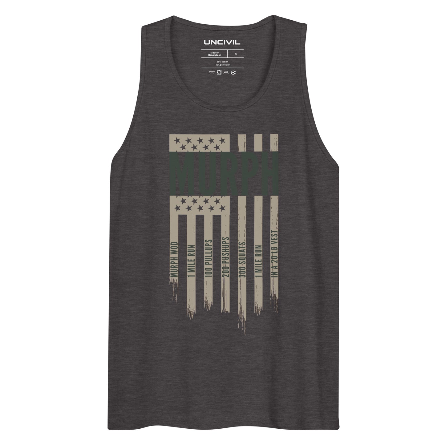 MURPH UNCIVIL American Flag Men's Tank Top - Heather Grey